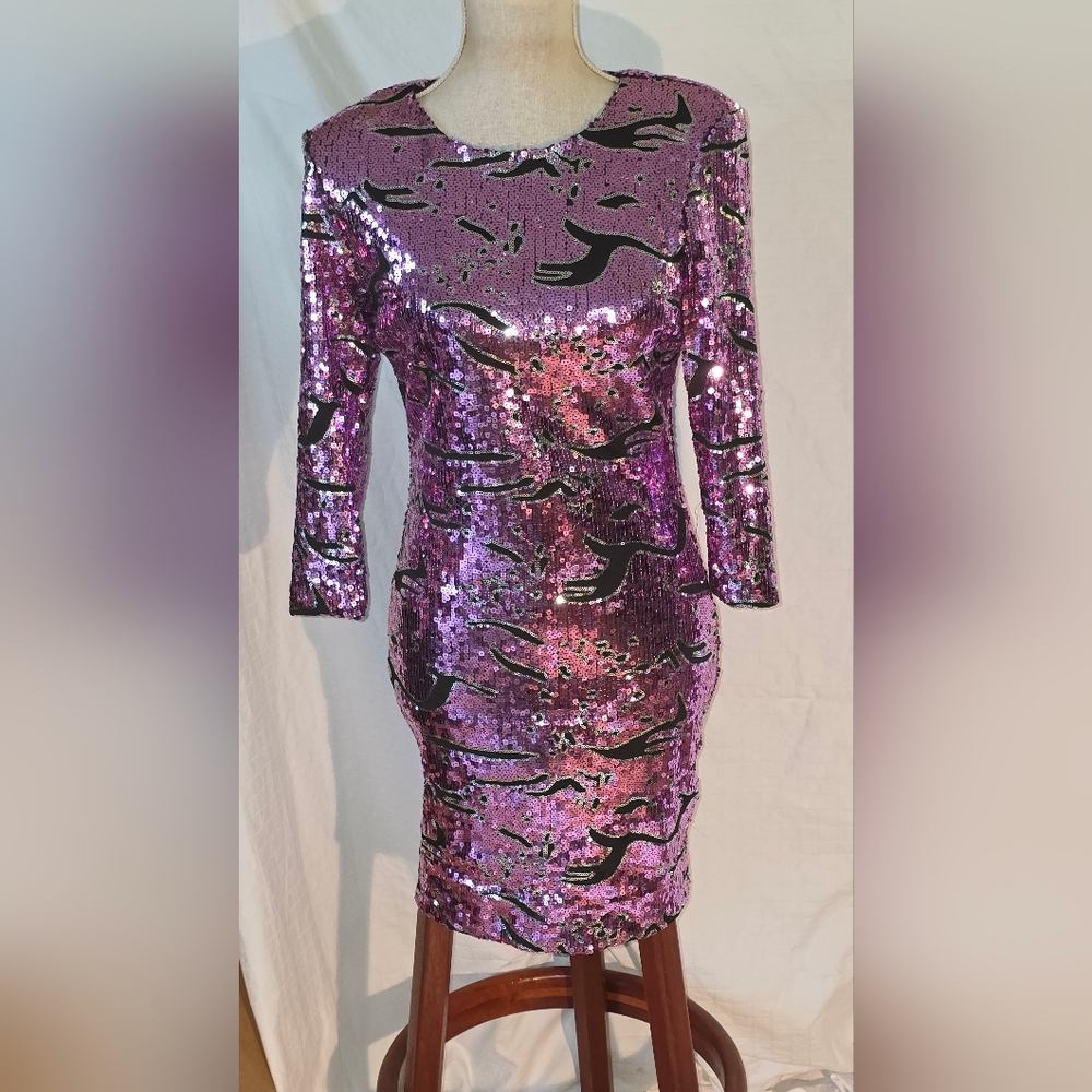 Rubber Ducky Productions Sequin City Pink/Silver Mini Dress Size M